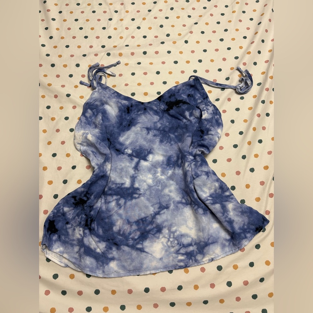 Suzy Shier Blue Tie-Dye Blouse